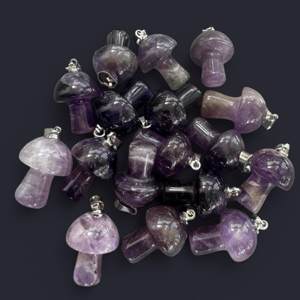 Amethyst Mushroom Pendant Necklace